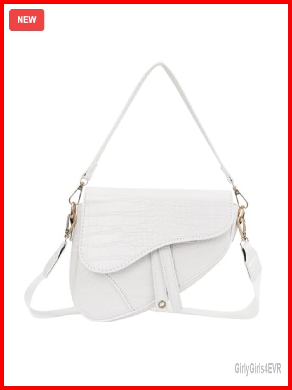 Convertible Croc Saddle Crossbody Bag with Detachable Straps PU Leather